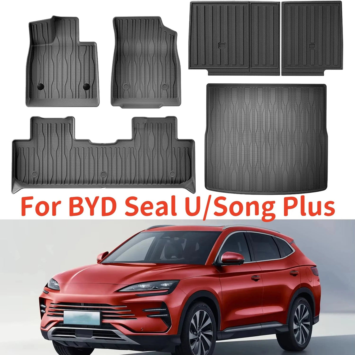 For BYD Seal U Sealion 6 Song plus 2021-2025 2026 TPE Floor Mats and Cargo Liner, All Weather Floor Liners Trunk Mat LHD & RHD
