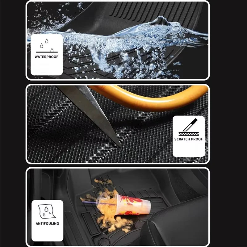 For Volvo EX30 2024 2025 Left & Right Hand Drive TPE Floor Mats Trunk Mat, All Weather Waterproof Cargo Liner Backrest Protector