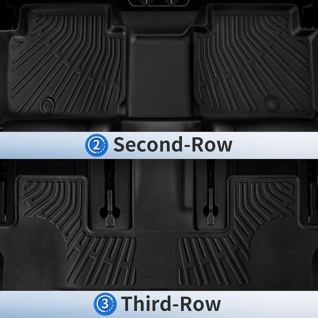 For Hyundai Santa Fe 2024 2025 6 & 7 Seats TPE Floor Mats, All Weather Trunk Mat Waterproof Carpet Custom Fit Fuel & Hybrid