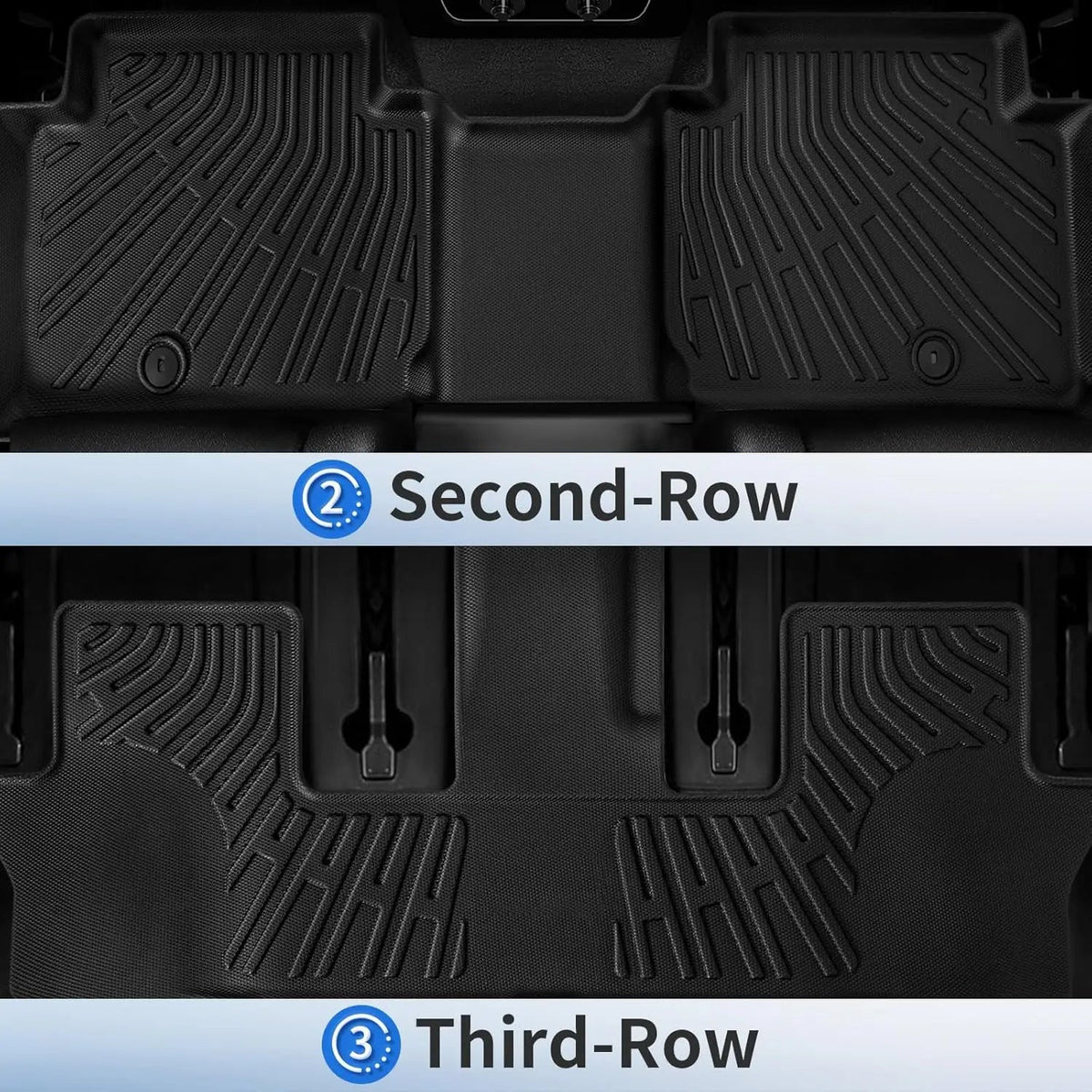 For Hyundai Santa Fe 2024 2025 6 & 7 Seats TPE Floor Mats, All Weather Trunk Mat Waterproof Carpet Custom Fit Fuel & Hybrid