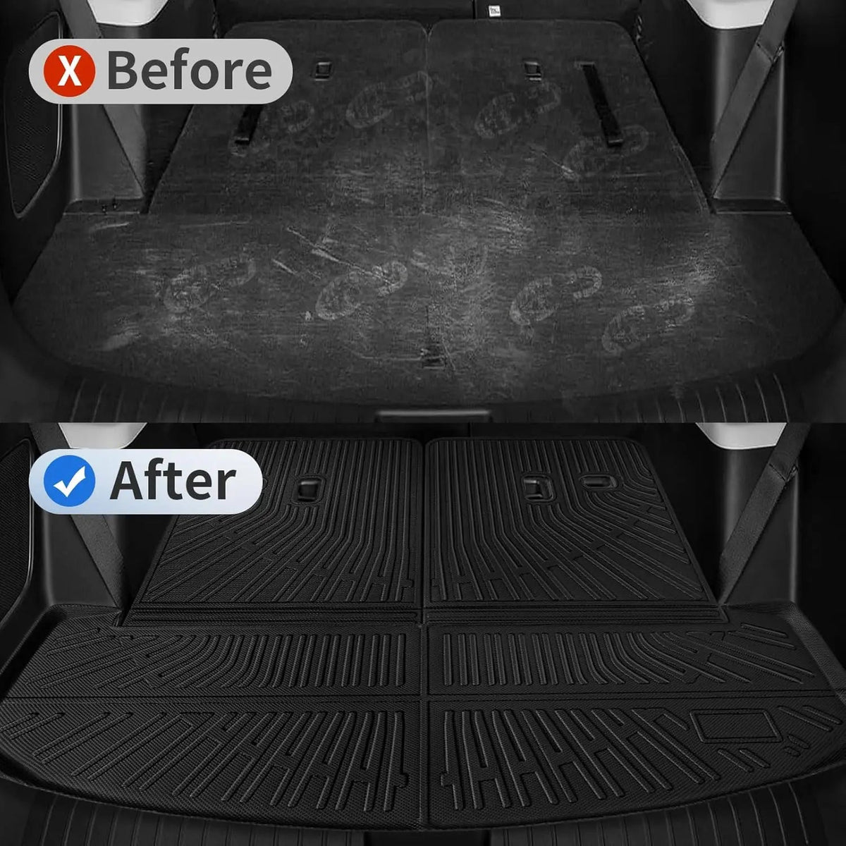 For Hyundai Santa Fe 2024 2025 6 & 7 Seats TPE Floor Mats, All Weather Trunk Mat Waterproof Carpet Custom Fit Fuel & Hybrid