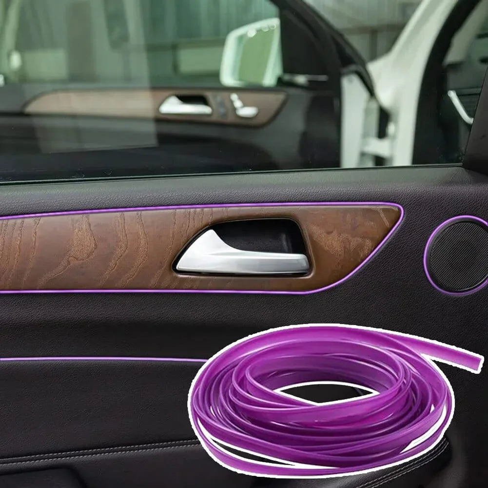 1Pc Car Moulding Trims Dashboard Door Car-Styling Interior Accessories Purple Silicone 5M Length 5M Car-Styling Trims Strips