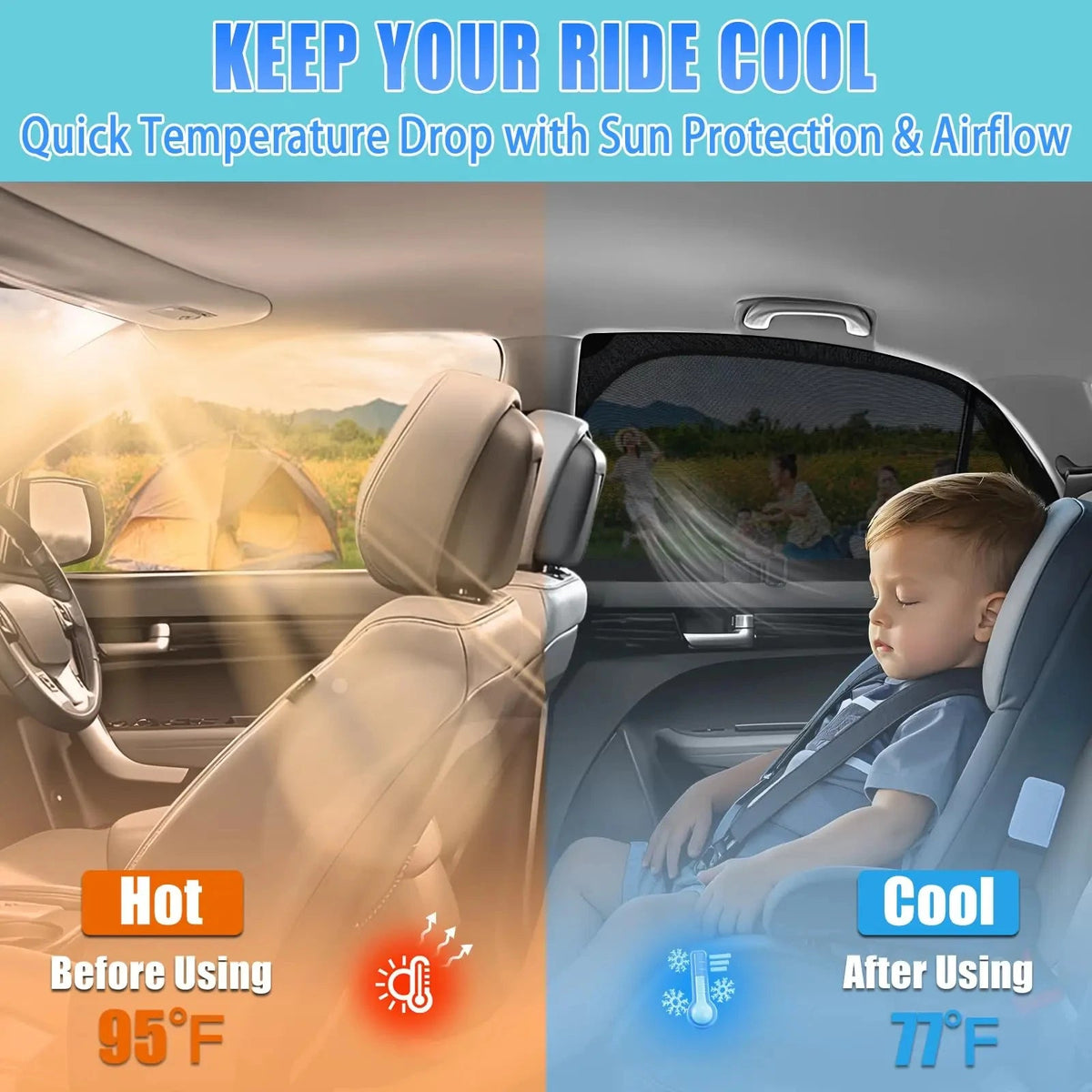 Car Window Mesh Sunshade Heat Insulation and Sun Protection Strong Magnetic Sunshade Suitable for Car Side Window Sunshades