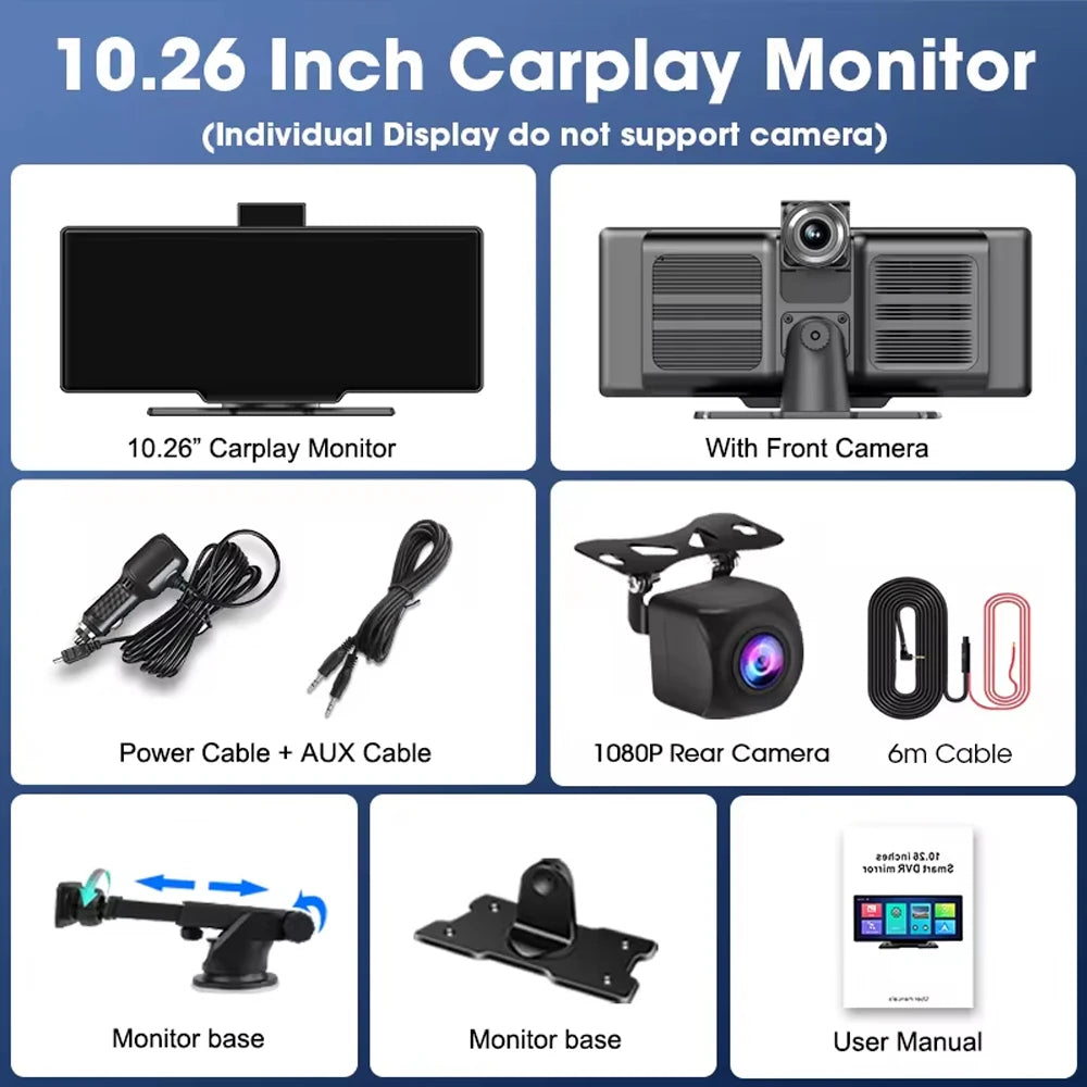 Universal 10.26 Inch Car Radio Multimedia WIFI Video Player Wireless Carplay & Android Auto for Apple or Android MP5 Player