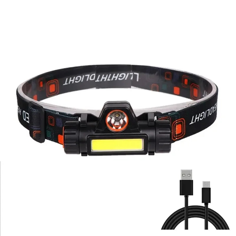 Rechargeable LED Headlamp, Waterproof Flashlight with Magnetic Lightweight, Adjustable,Light for Camping Cycling Running Fishing