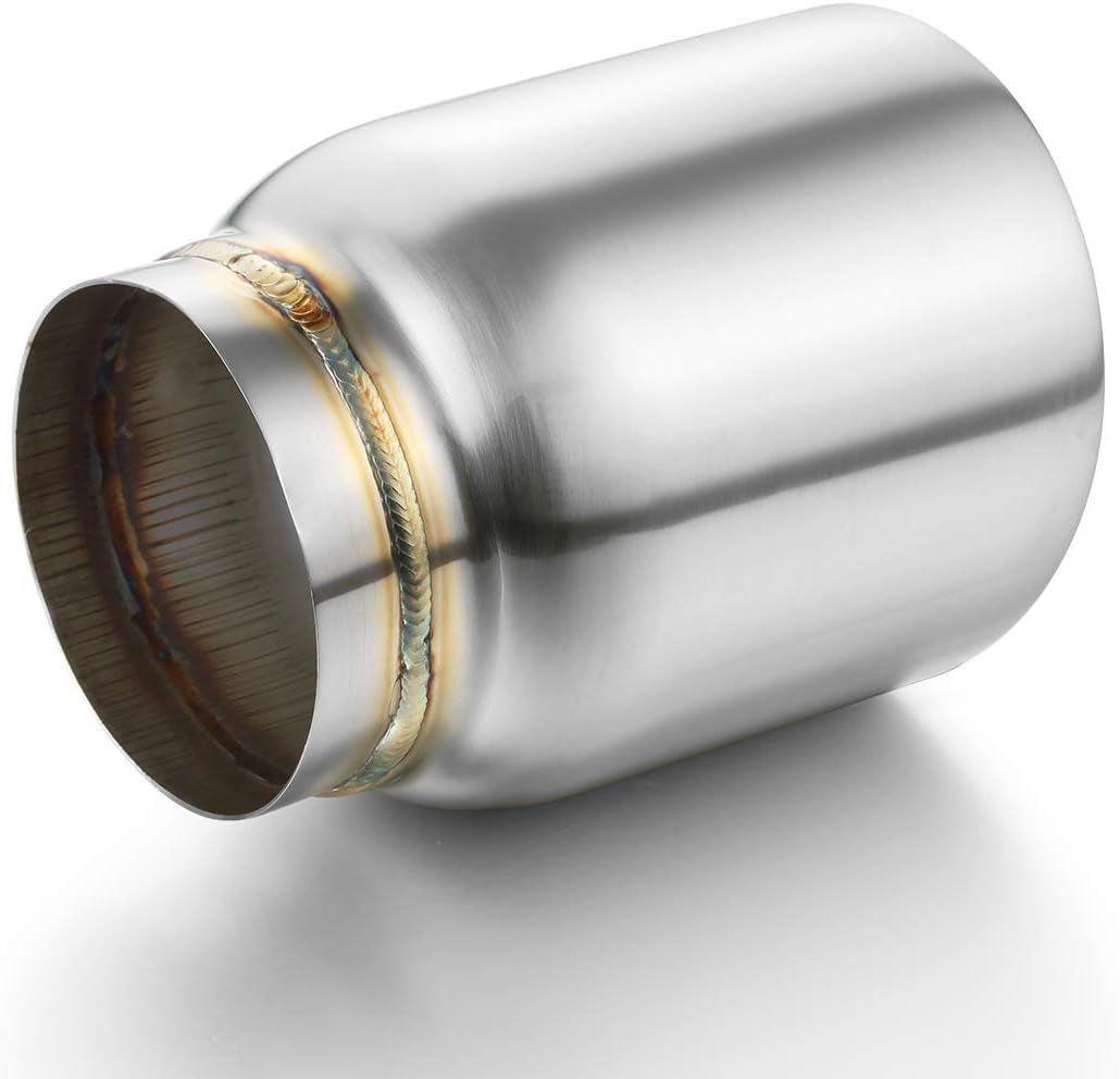 Exhaust Tip 3" Inlet Dual Wall, Double Wall Car Tailpipe Tip 3" Inlet 4" Outlet 5" Overall Length Weld on Decorate Car Tailpipe 2 Pack