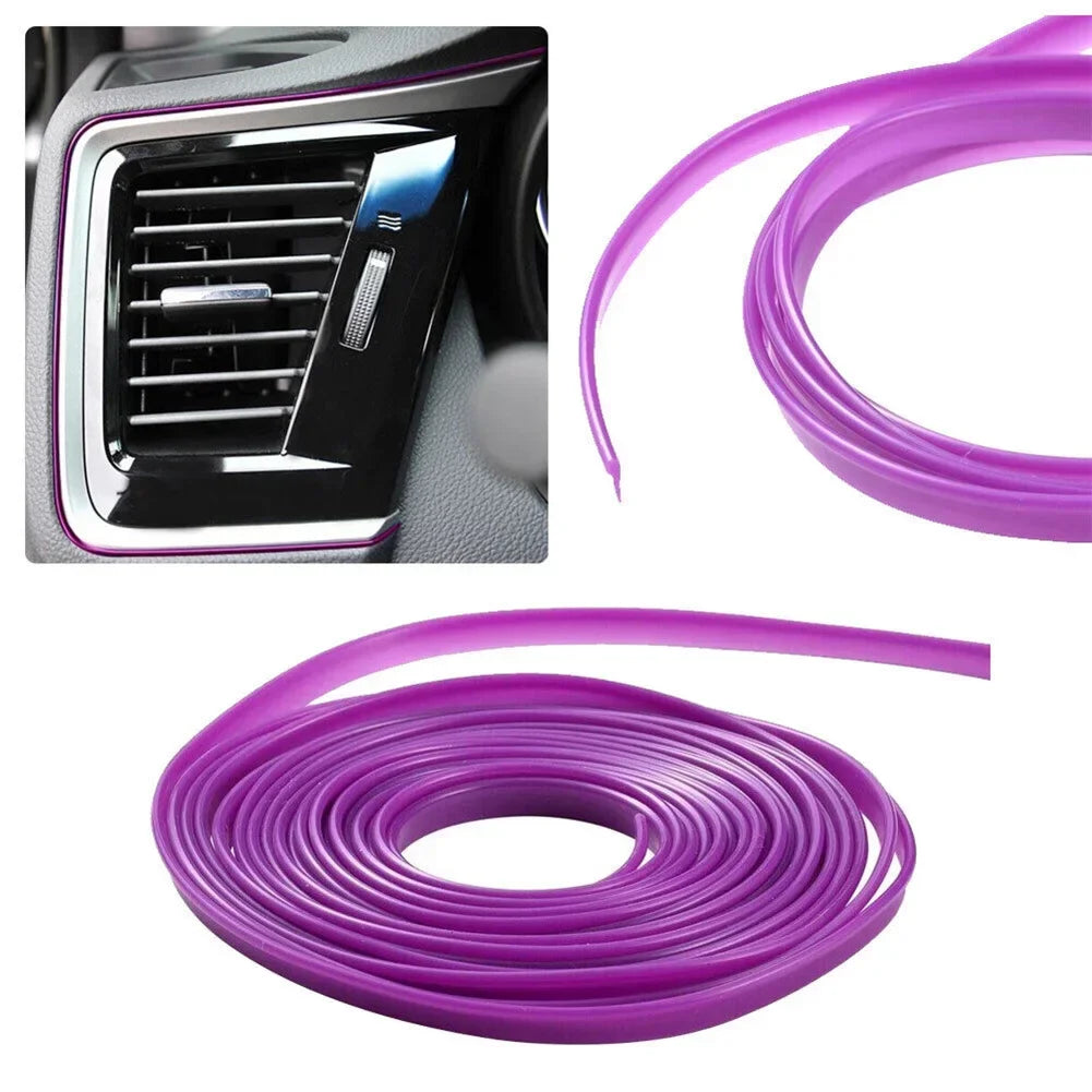 1Pc Car Moulding Trims Dashboard Door Car-Styling Interior Accessories Purple Silicone 5M Length 5M Car-Styling Trims Strips