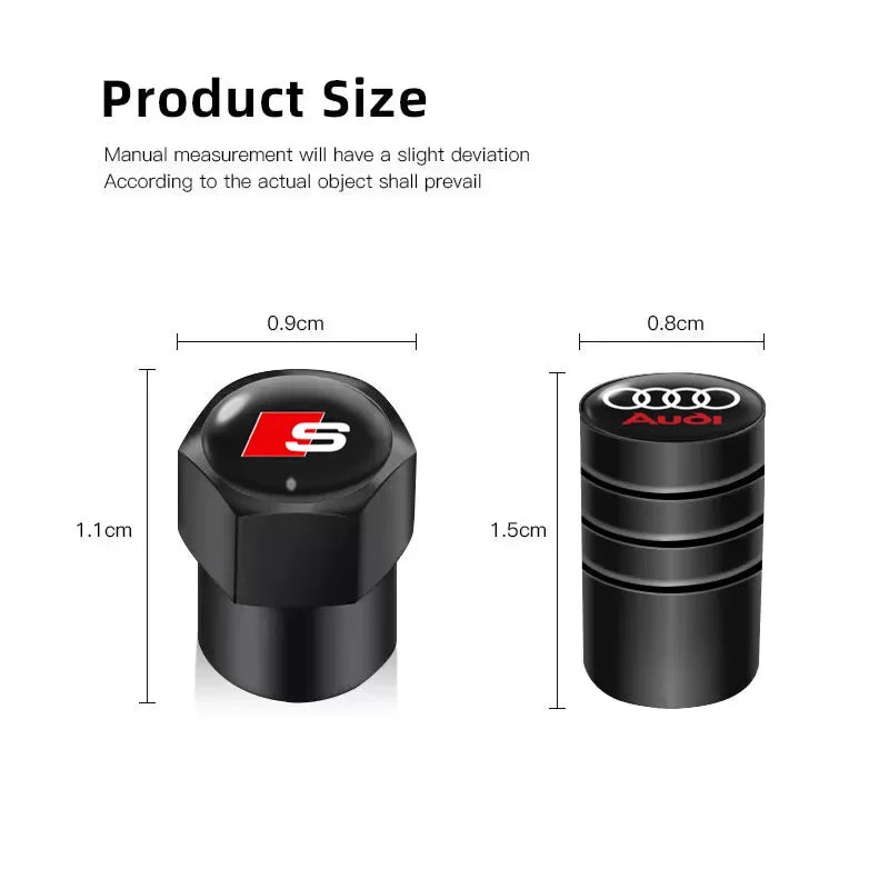 4Pcs Car Wheel Tire Valve Caps Tyre Stem Cover Bolt-In Accessories for  Sline A6 Q7 A7 S3 A8 A3 RS A1 A5 A4 Quattro Q5 Q3 TT
