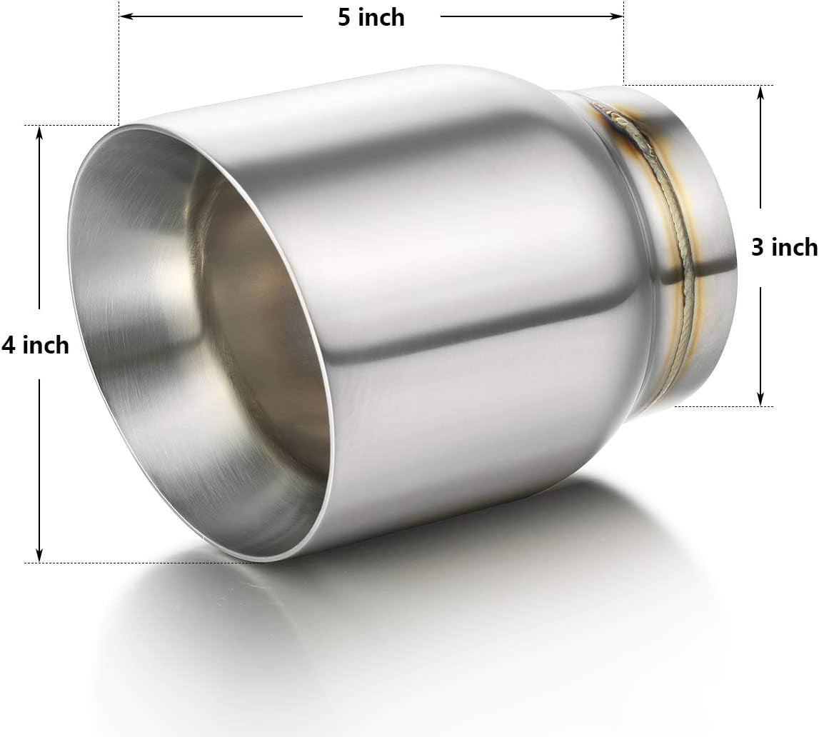 Exhaust Tip 3" Inlet Dual Wall, Double Wall Car Tailpipe Tip 3" Inlet 4" Outlet 5" Overall Length Weld on Decorate Car Tailpipe 2 Pack