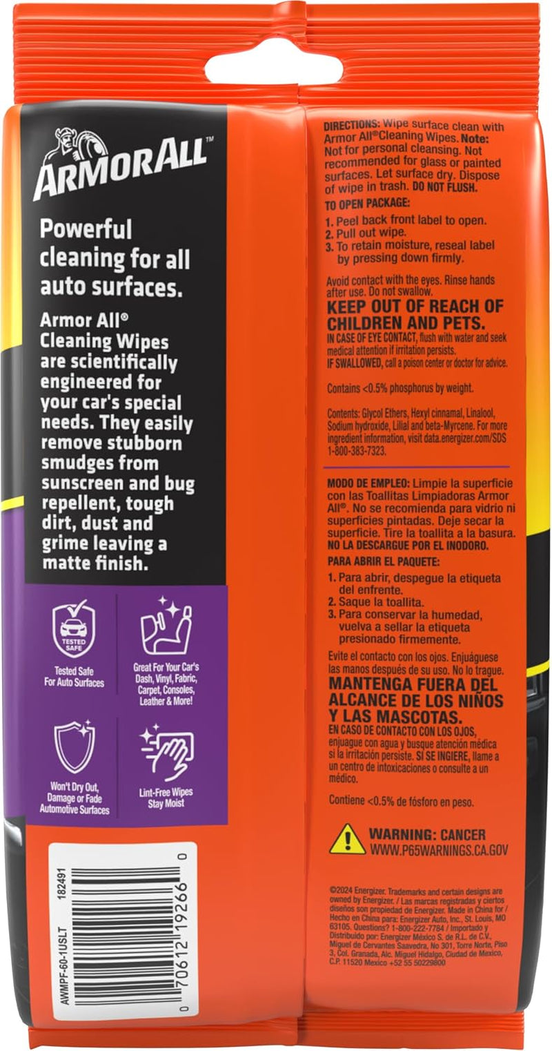 Car Interior Cleaner Wipes, Interior Cleaning Wipes for Cars, Trucks, Motorcycles, 60 Each