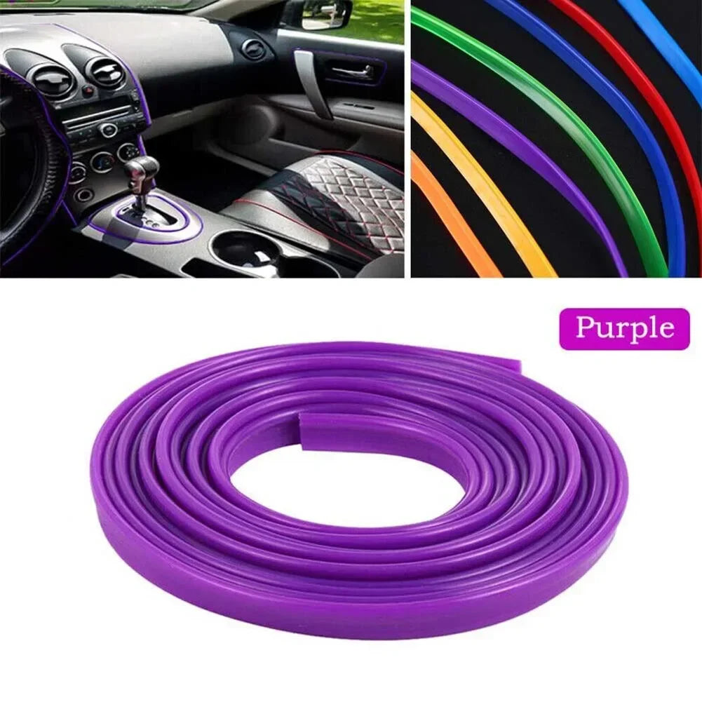 1Pc Car Moulding Trims Dashboard Door Car-Styling Interior Accessories Purple Silicone 5M Length 5M Car-Styling Trims Strips