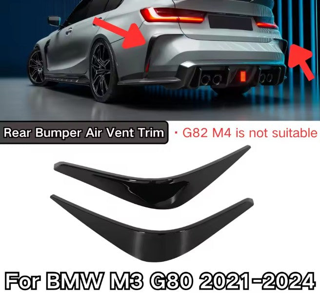 Rear Bumper Air Vent Trim For BMW M3 G80 2021 2022-2024 Glossy Black Car Accessories Body Kit Cars Carbon Fiber Painted BMW