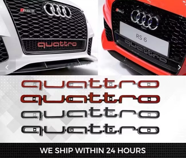 Quattro Emblem 3D ABS Car Front Grille Emblem For Audi A3 A4 A5 A6 A6L A7 A8 Q3 Q5 Q7 S3 S4 S5 RS3 RS4 RS6 Badge Accessories