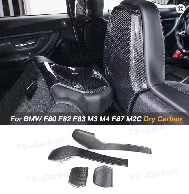 Real Dry Carbon Fiber Car Interior Seat Back Covers Trims Accessories for BMW F80 M3 F82 F83 M4 F87 M2 M2C 2014 - 2019