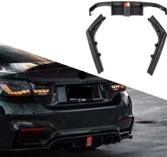 LED Rear Bumper Diffuser Lip PP CAR Accessories For BMW M4 F82 F80 M3 2015-2020