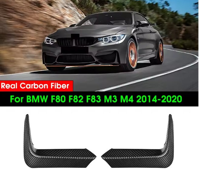 Real Dry Carbon Fiber Rear Bumper Decor For BMW F82 M4 F83 F80 M3 2014-2020 Rear Bumper Lip Splitters Flap Cupwings 2PCS