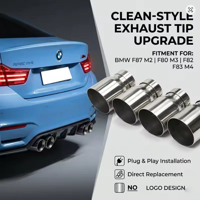 4 Pcs 70mm Inlet Exhaust Tips for BMW F87 M2 F80 M3 F82 F83 M4 Fit Original Pipe Only Direct Plug Tailpipes (Silver/Black/Matte)