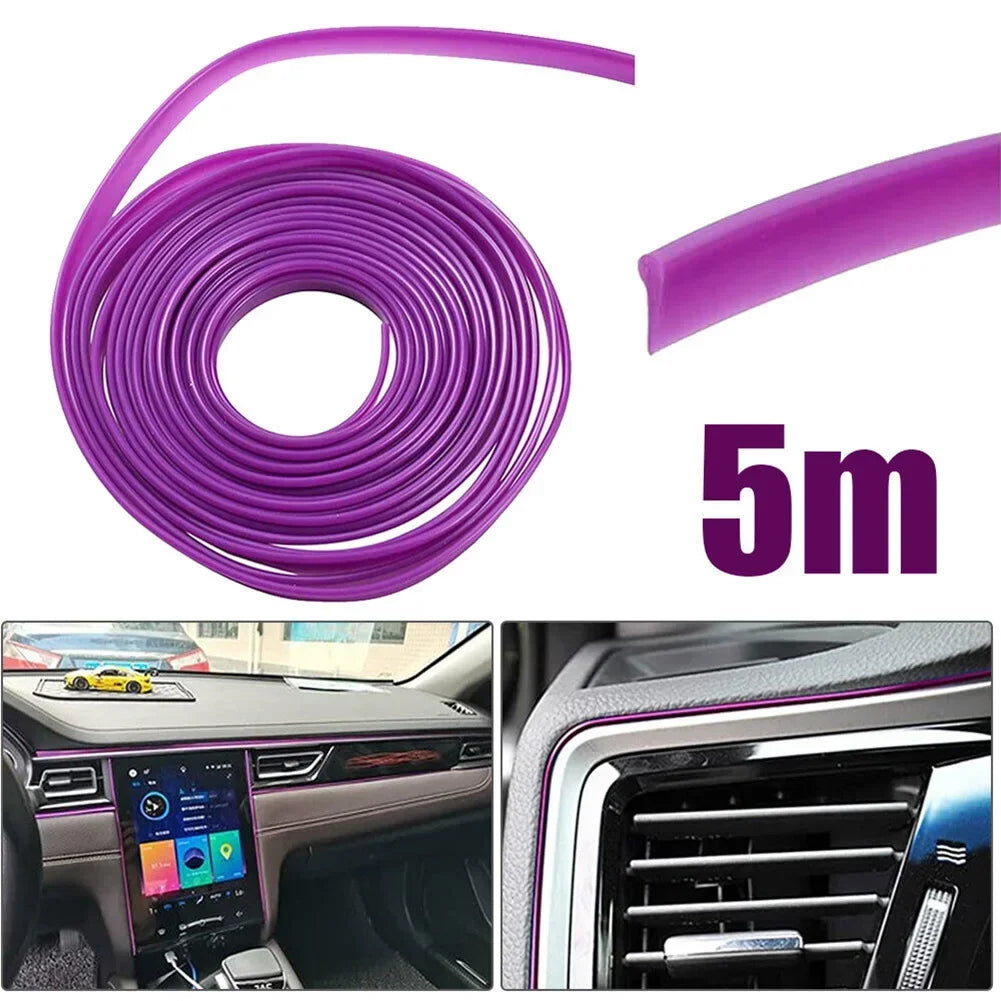 1Pc Car Moulding Trims Dashboard Door Car-Styling Interior Accessories Purple Silicone 5M Length 5M Car-Styling Trims Strips
