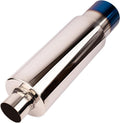 2.5 Inch Inlet 4.0 Inch Outlet Exhaust Muffler 2.5" to 4.0" Universal 18.5" Length Stainless Steel Polished Exhaust Tip Burnt Blue