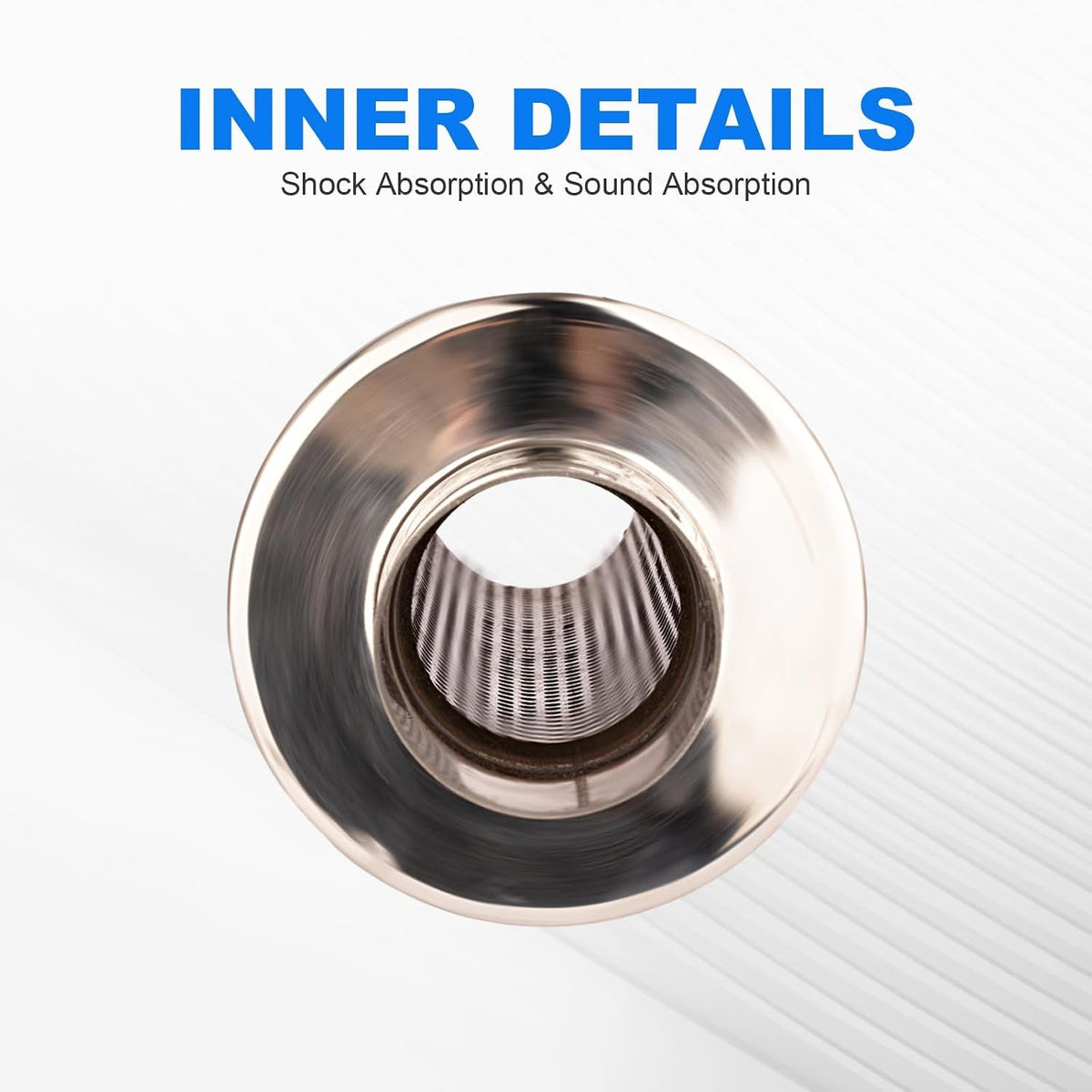 2.5 Inch Inlet 4.0 Inch Outlet Exhaust Muffler 2.5" to 4.0" Universal 18.5" Length Stainless Steel Polished Exhaust Tip Burnt Blue