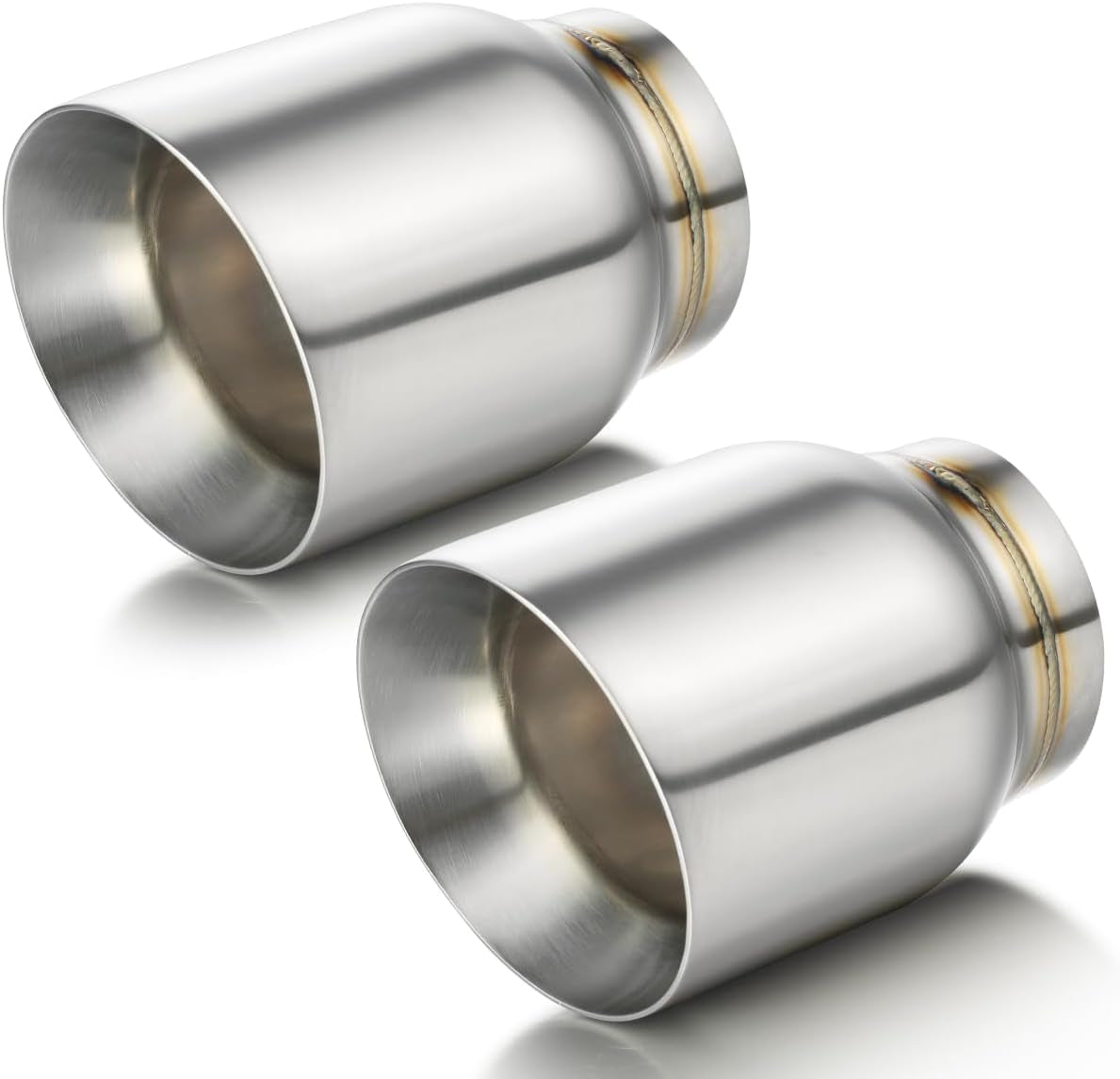 Exhaust Tip 3" Inlet Dual Wall, Double Wall Car Tailpipe Tip 3" Inlet 4" Outlet 5" Overall Length Weld on Decorate Car Tailpipe 2 Pack